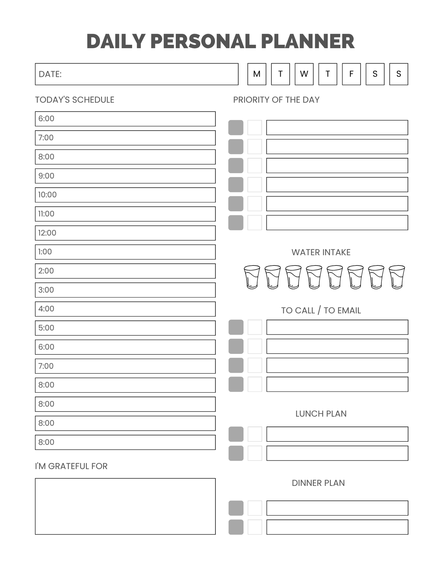 Daily Planner | 1-Page Productivity Sheet | Printable + Digital Download