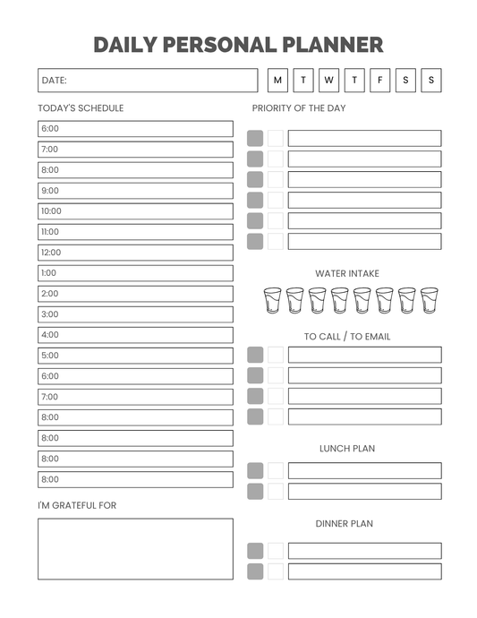 Daily Planner | 1-Page Productivity Sheet | Printable + Digital Download