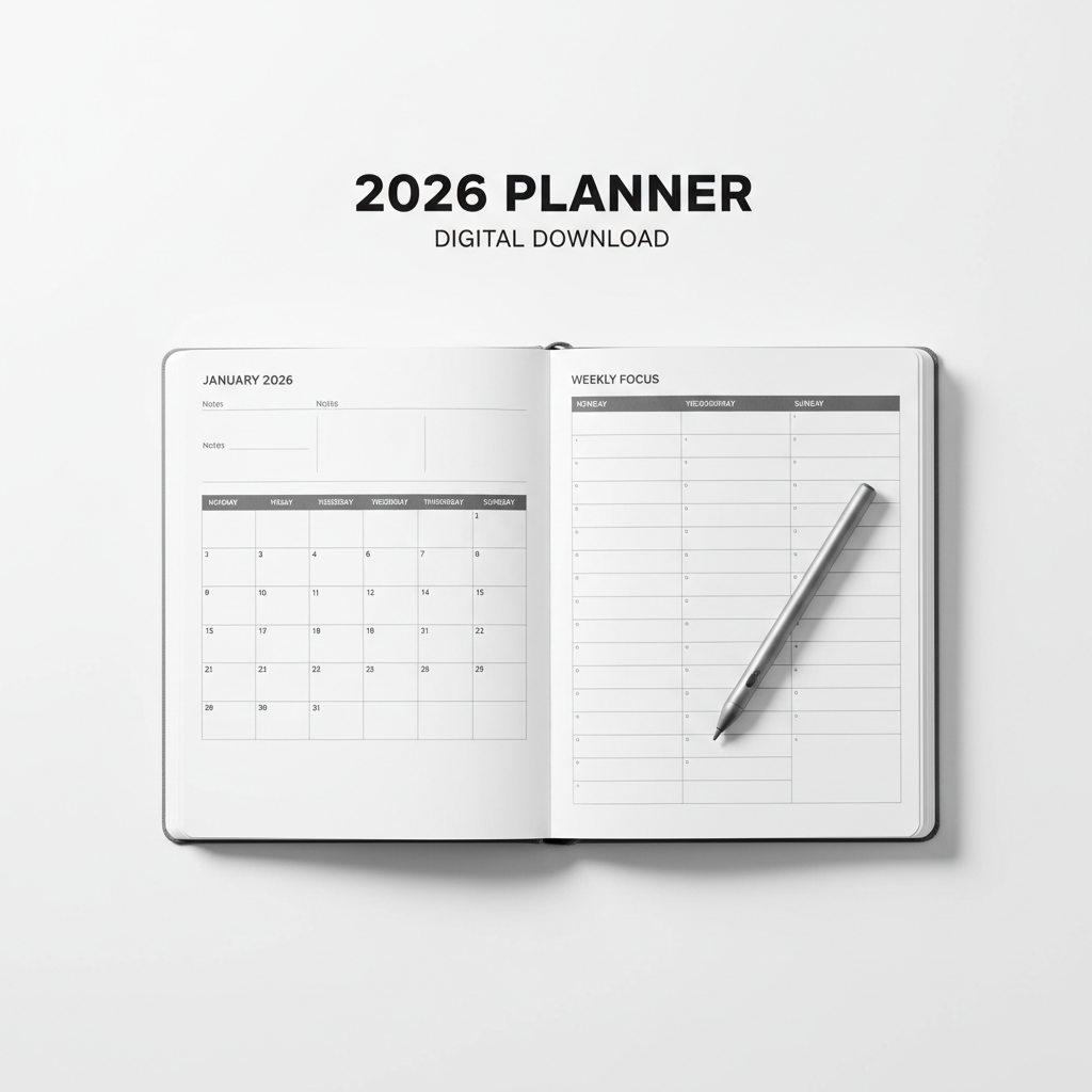 2026 Planner | 72-Page Yearly Planning System | Printable + Digital Download