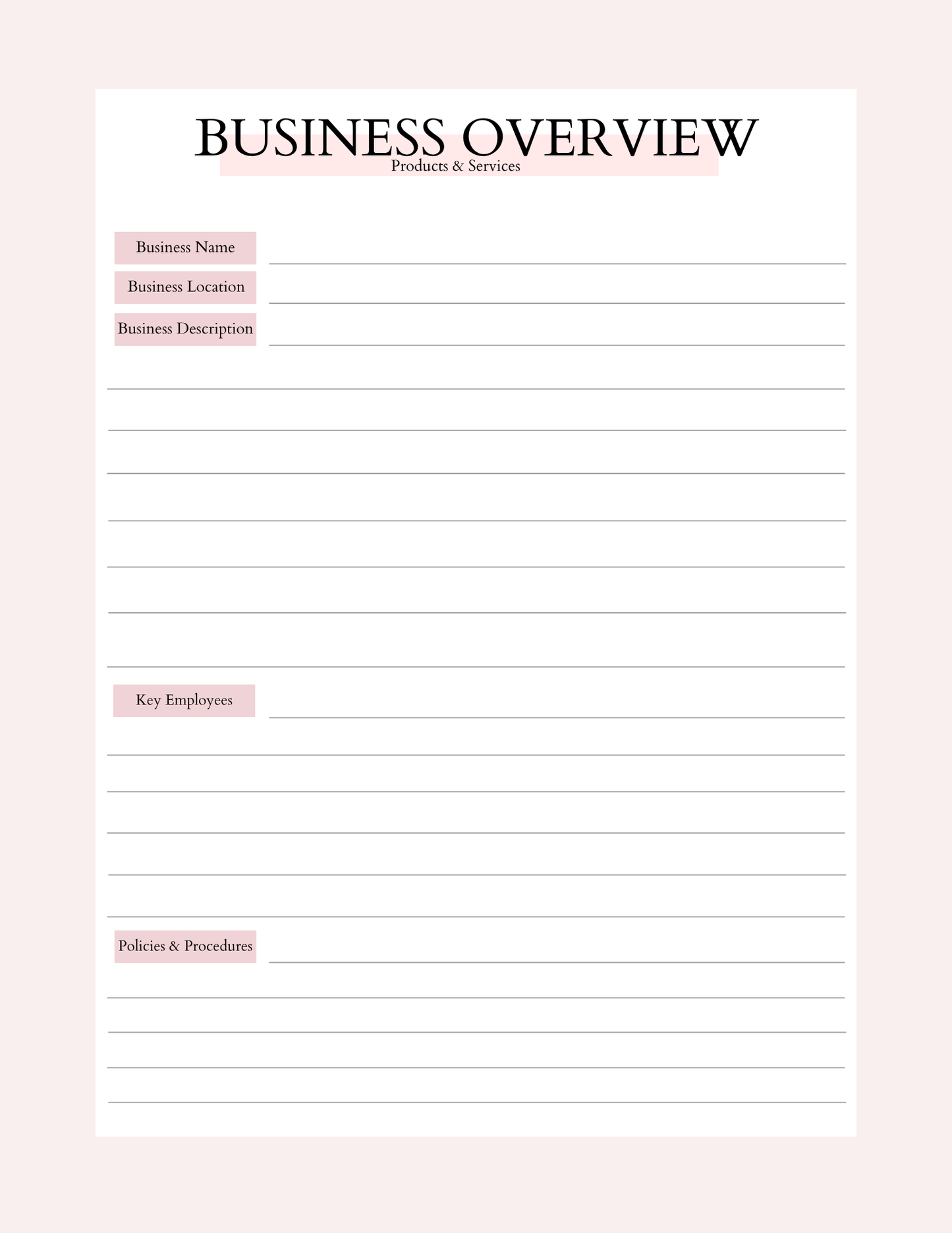 Business Plan | 13-Page Business System | Printable + Digital Download