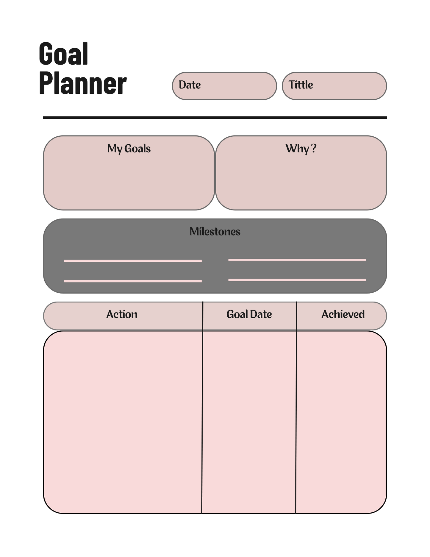 Goals Planner | 36-Page Goal Setting System | Printable + Digital Download