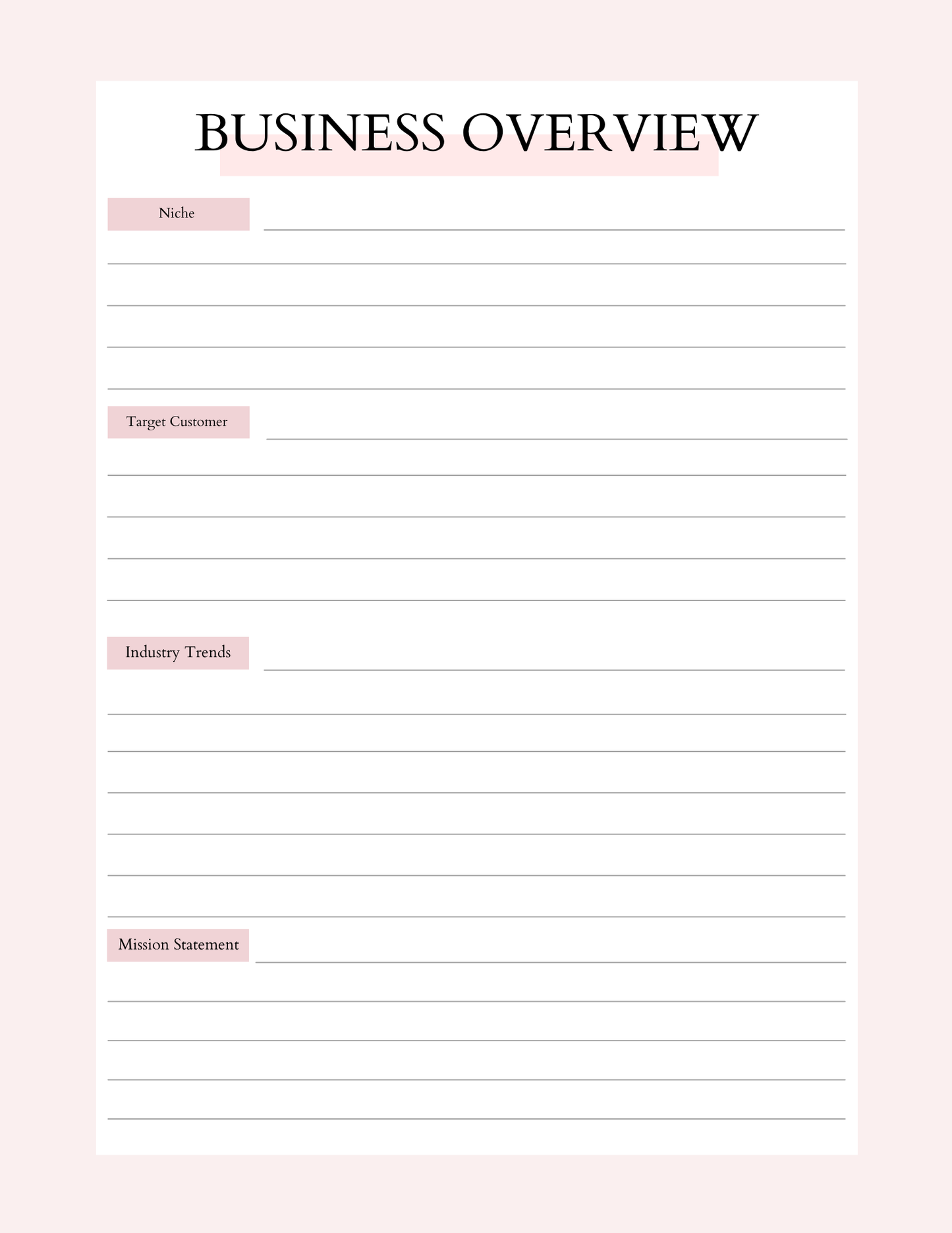 Business Plan | 13-Page Business System | Printable + Digital Download