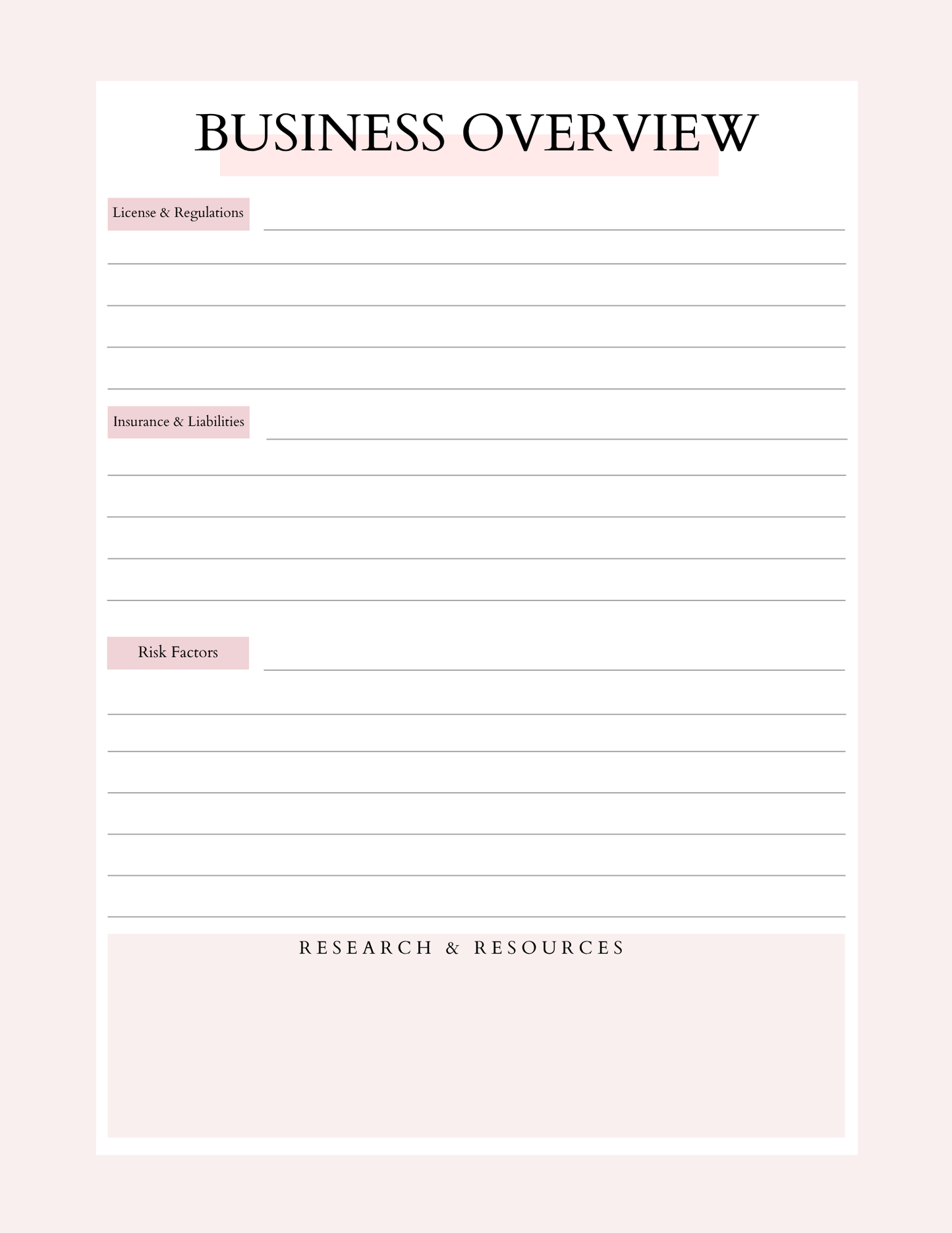 Business Plan | 13-Page Business System | Printable + Digital Download