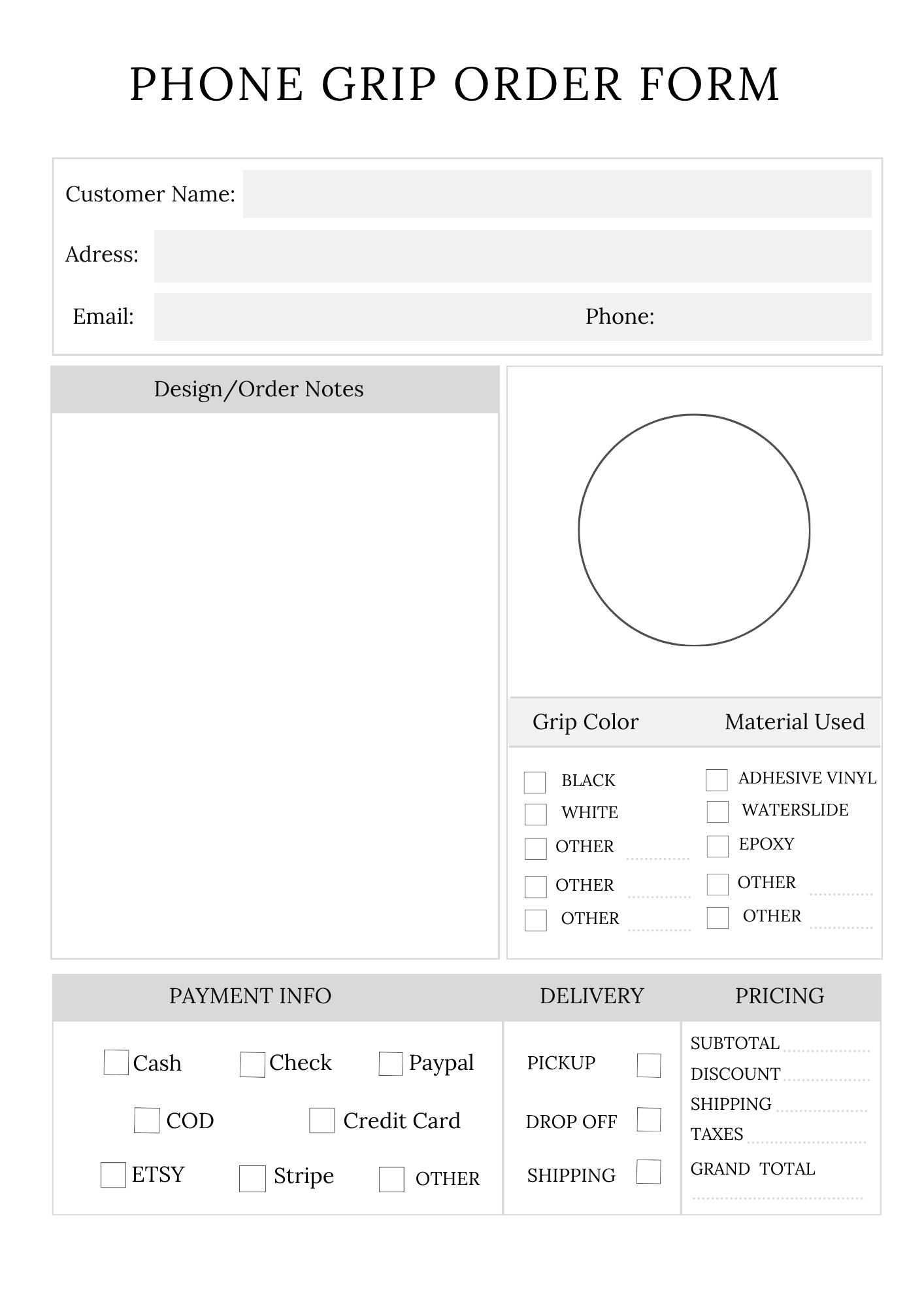 Order Form Bundle | 12-Page Business System | Printable + Digital Download