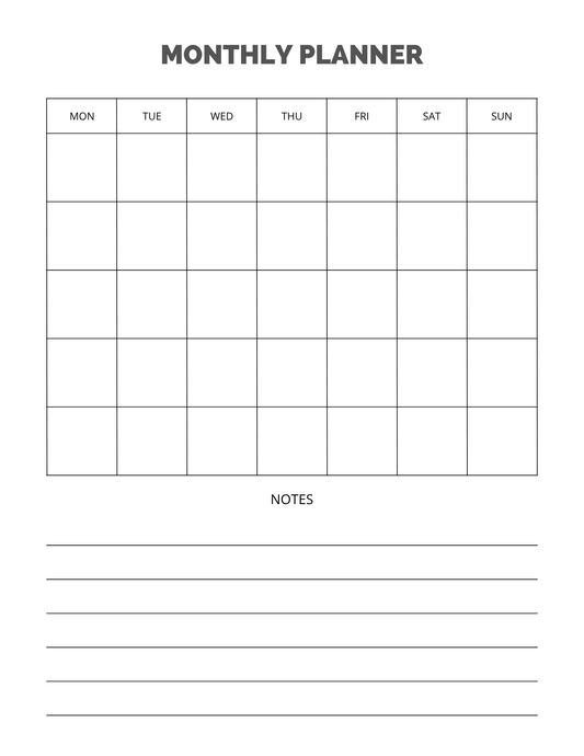 Monthly Planner | 1-Page Productivity Sheet | Printable + Digital Download