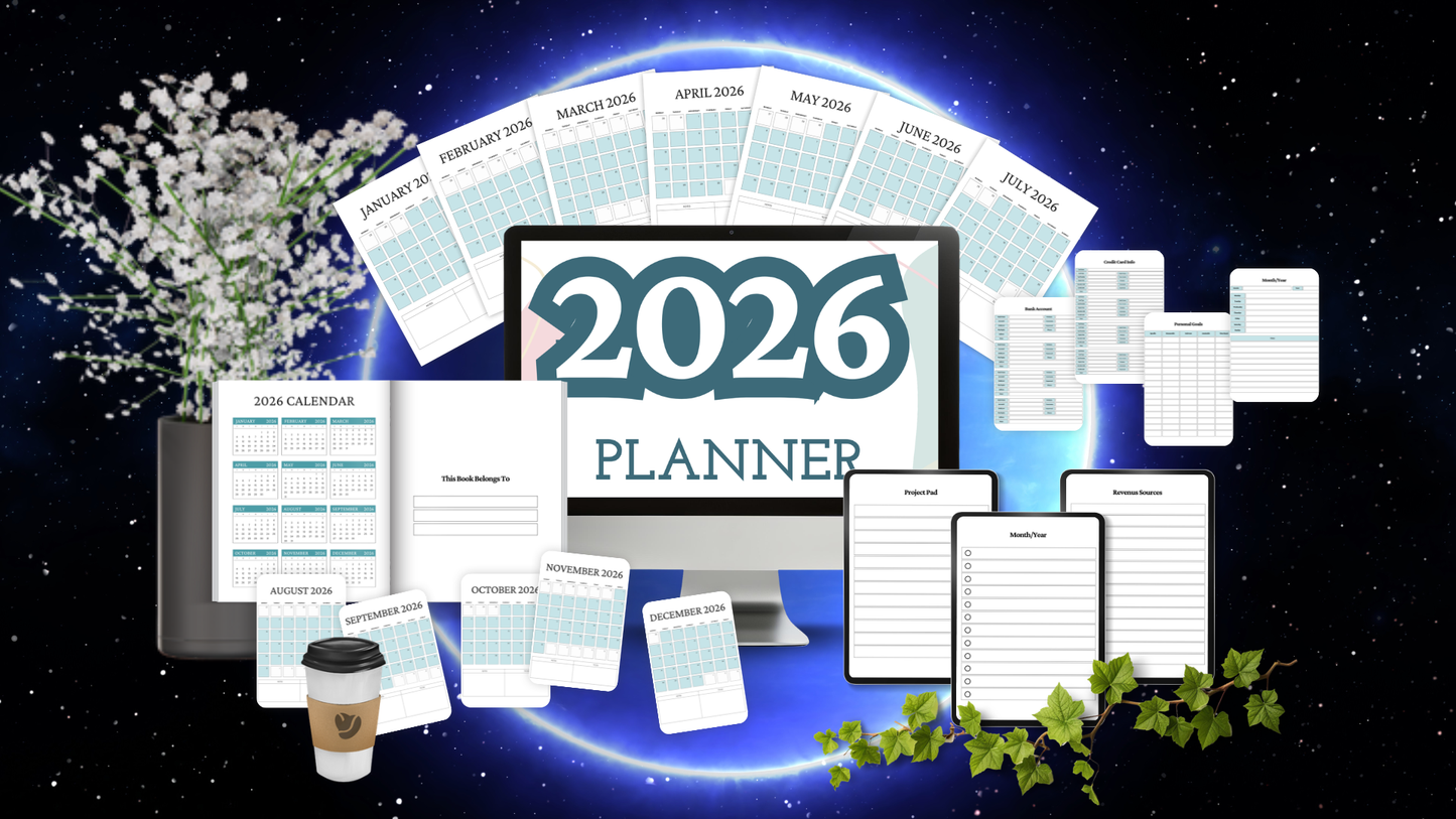 2026 Planner | 72-Page Yearly Planning System | Printable + Digital Download