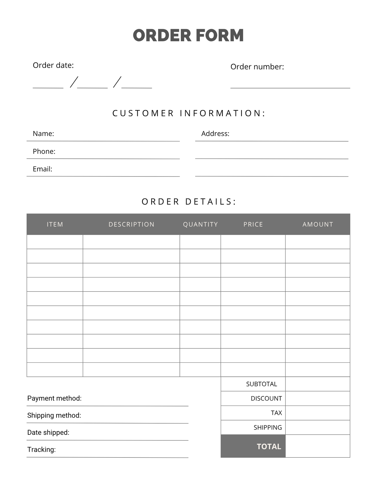 Schedule Order Form | 1-Page Productivity Sheet | Printable + Digital Download