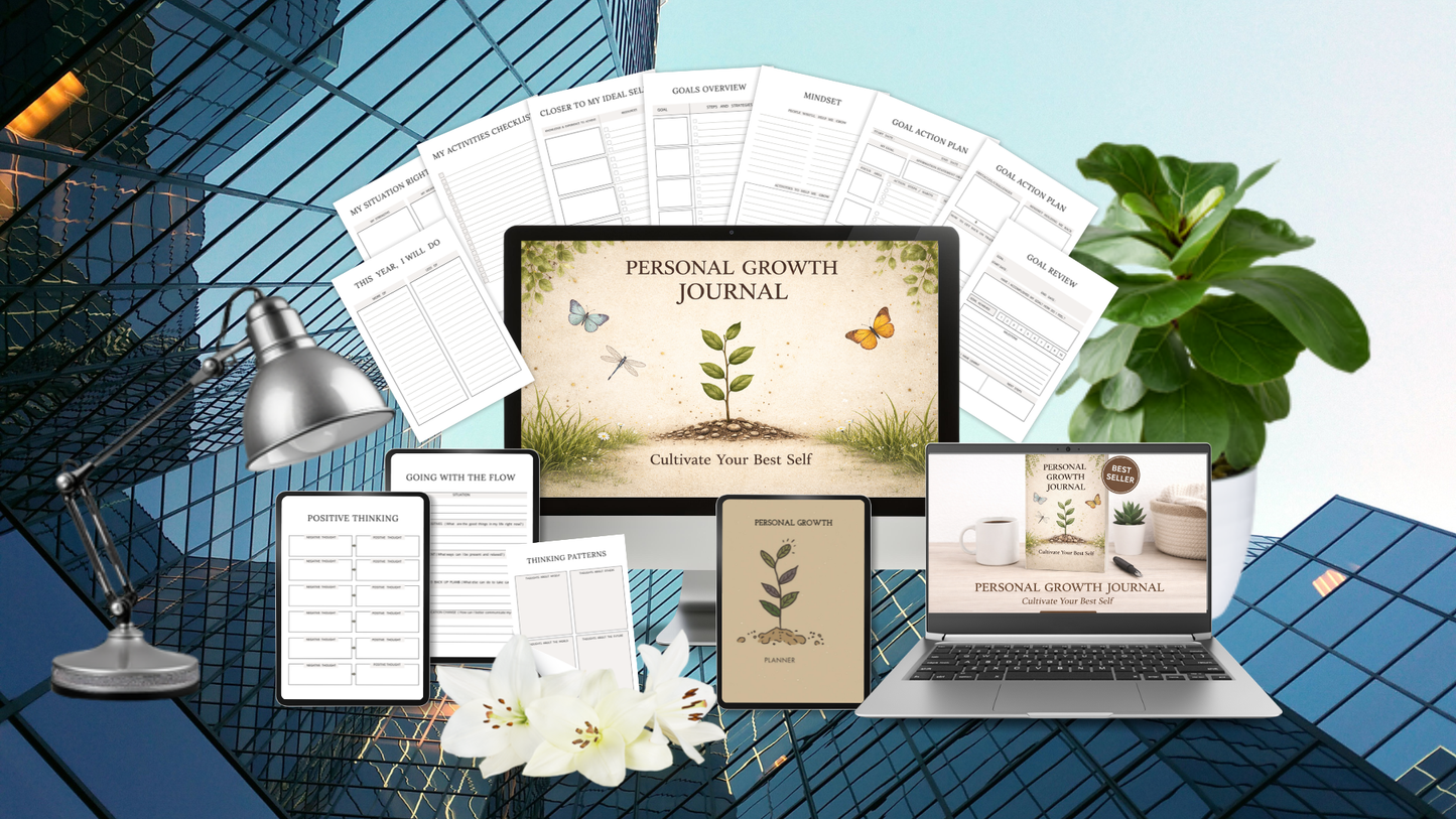 Personal Growth Journal | Self Reflection & Mindset Builder | Printable + Digital Download
