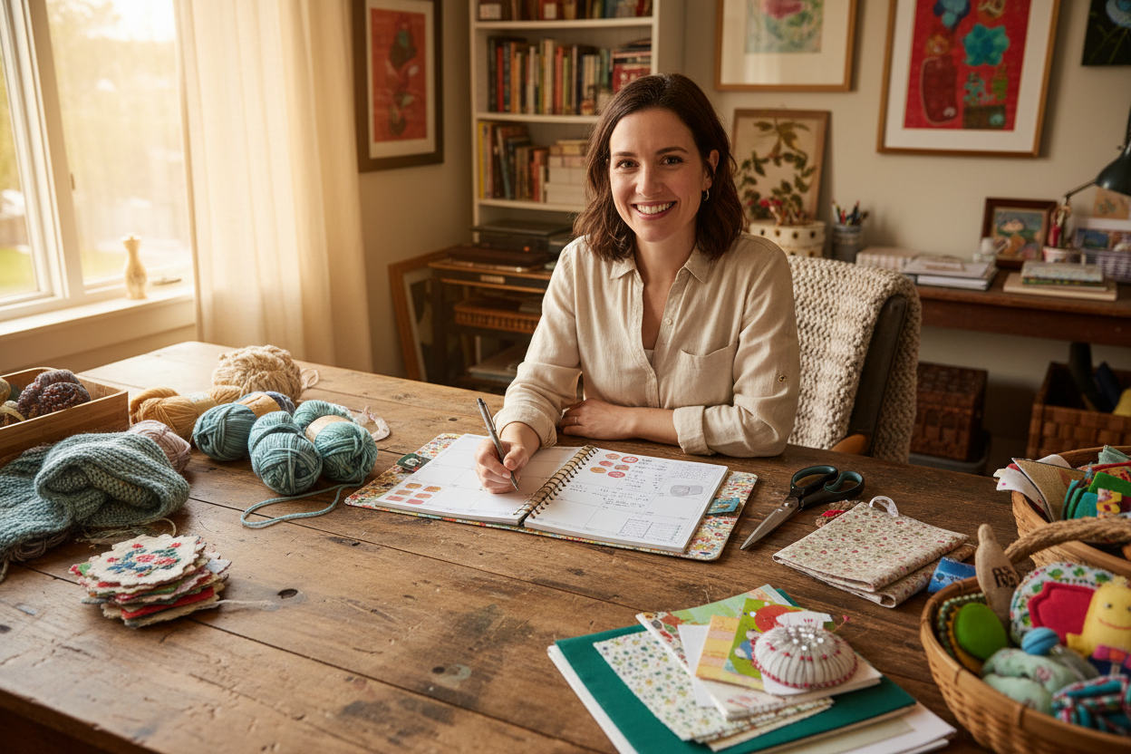 Craft business owner with planner